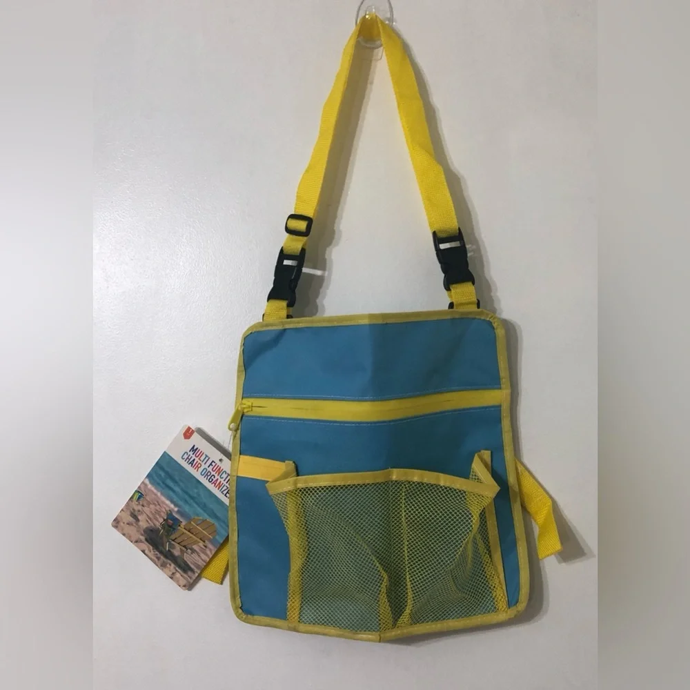 Multi functional chair organizer blue yellow.12” L X 12” W